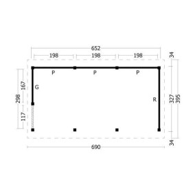  Tuindeco | Overkapping Hamar L | Type 6 | Zwarte Wanden 211190-10